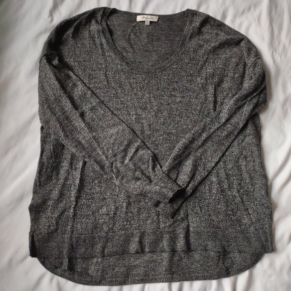 Madewell Southstar Merino Wool Heathered Black Sweater Sz Medium - Picture 2 of 6
